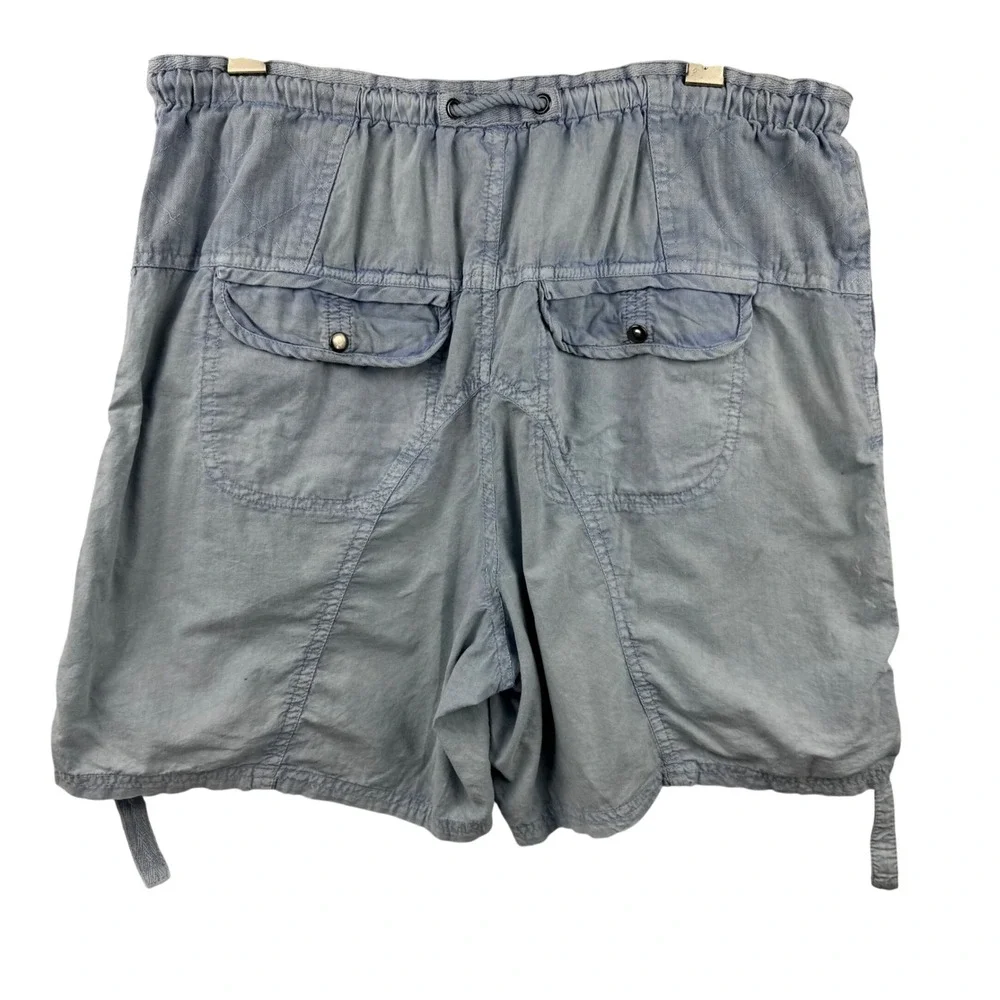 Free People Cargo Shorts Women Medium Blue Distressed Utility Gorpcore Summer